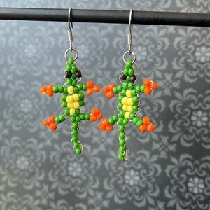 Handmade Beaded Lizard Earrings